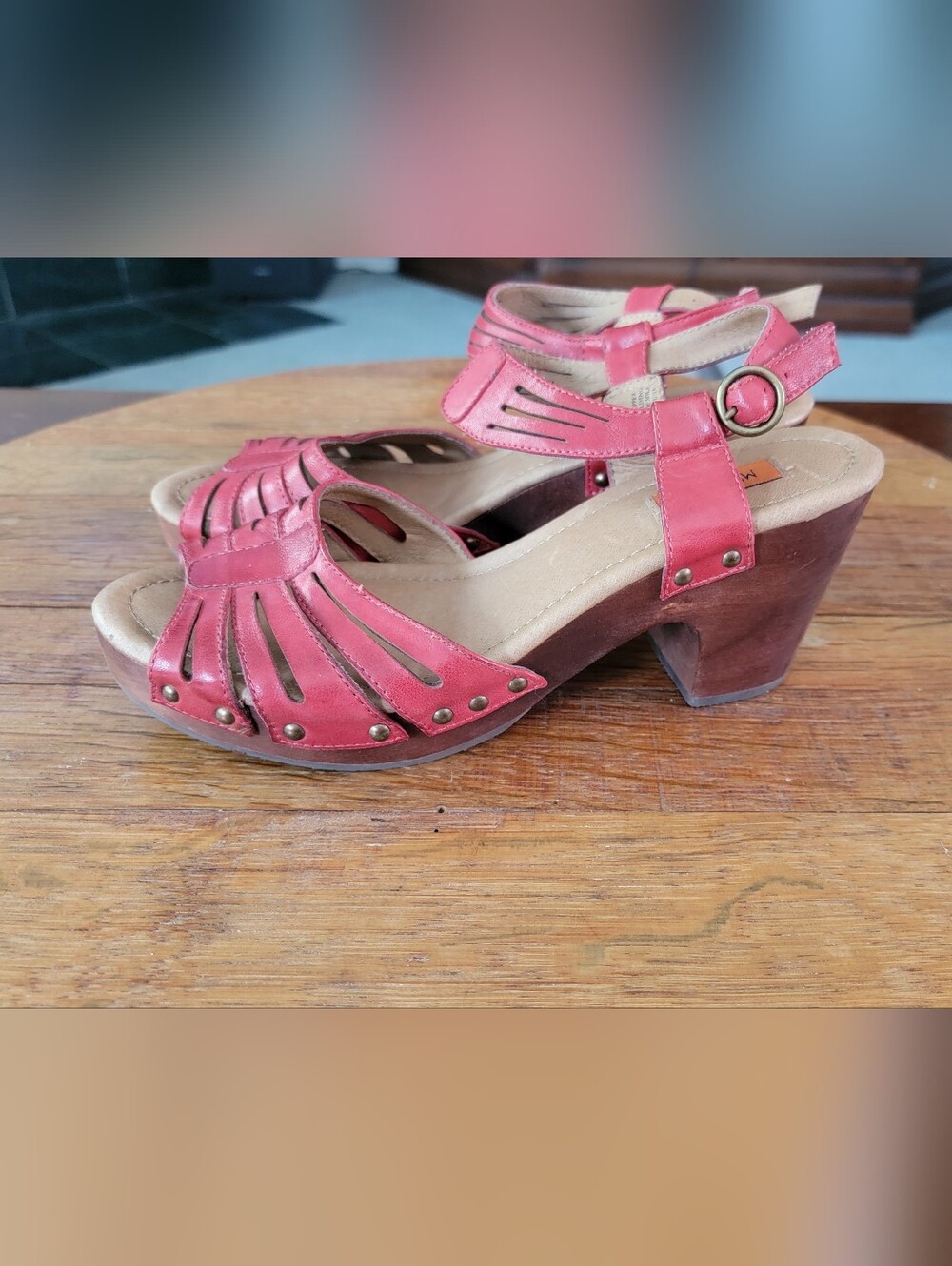 Miz Mooz Red Leather Hilary Platform Sandals Boho Size 8.5 - Picture 2 of 6